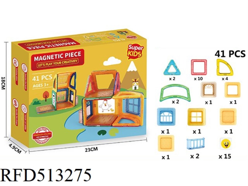 TRANSPARENT MAGNETIC SHEET BUILDING BLOCK SET 41PCS