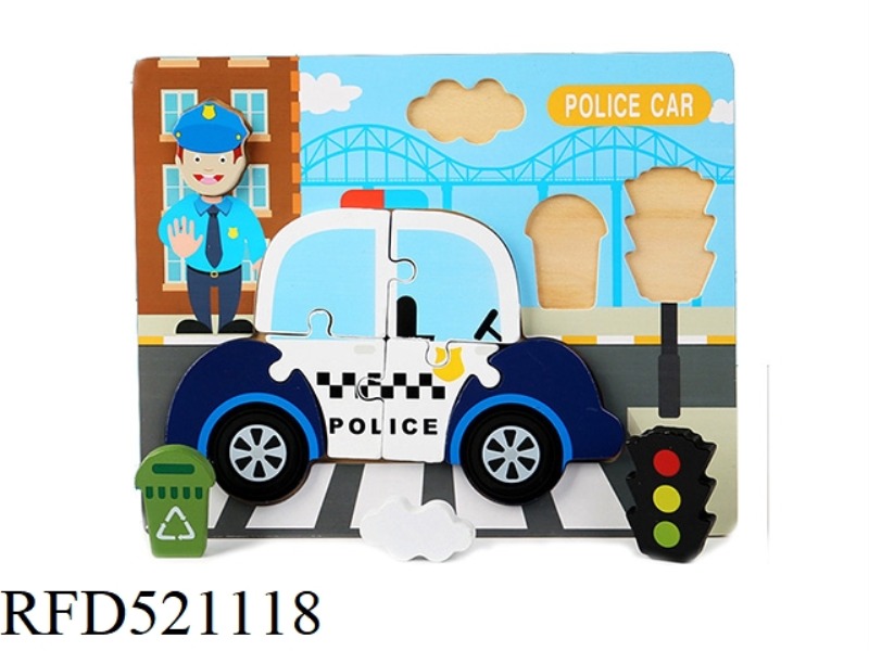 WOODEN JIGSAW PUZZLE-POLICE CAR