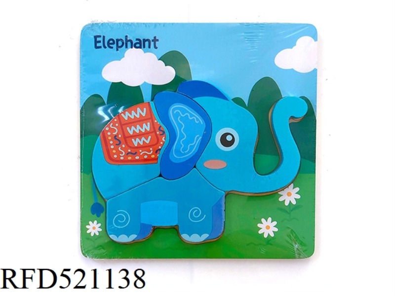WOODEN CARTOON 3D JIGSAW PUZZLE-ELEPHANT