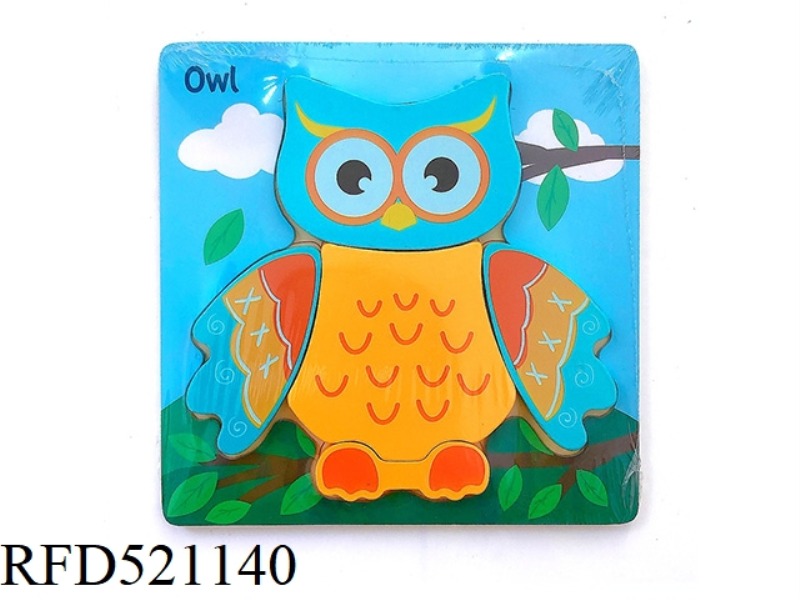 WOODEN CARTOON 3D JIGSAW PUZZLE-OWL