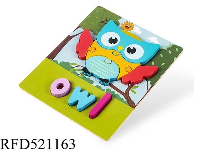 WOODEN 3D ENGLISH WORD PUZZLE-OWL