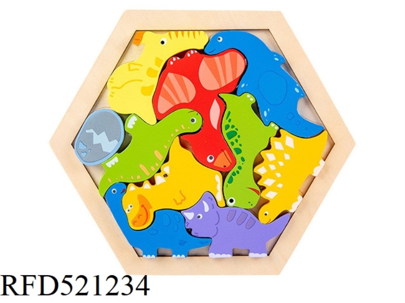 WOODEN THREE-DIMENSIONAL JIGSAW PUZZLE STACKED MUSIC TWO-IN-ONE-DINOSAUR WORLD