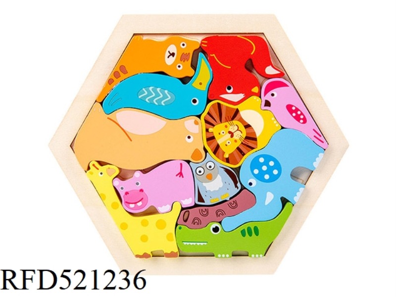 WOODEN THREE-DIMENSIONAL JIGSAW PUZZLE OVERLAPPING MUSIC TWO-IN-ONE-FOREST ANIMALS