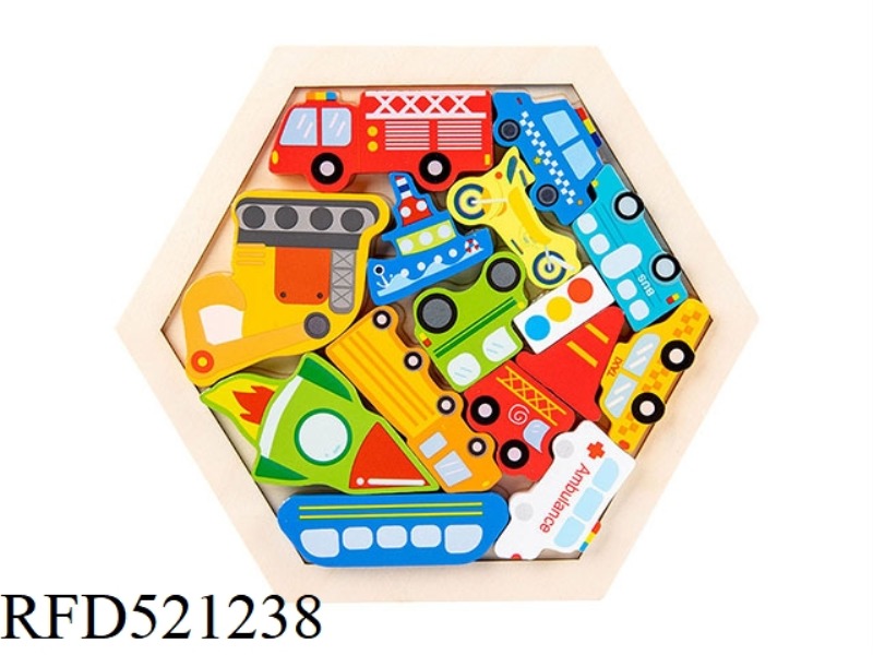 WOODEN THREE-DIMENSIONAL JIGSAW PUZZLE STACKED MUSIC TWO IN ONE-MEANS OF TRANSPORTATION