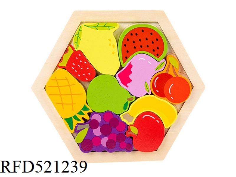 WOODEN THREE-DIMENSIONAL JIGSAW PUZZLE STACKED MUSIC TWO IN ONE-FRUIT