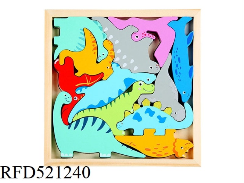 WOODEN THREE-DIMENSIONAL JIGSAW PUZZLE STACKED MUSIC TWO-IN-ONE-DINOSAUR WORLD