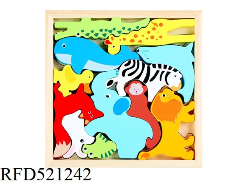 WOODEN THREE-DIMENSIONAL JIGSAW PUZZLE STACKED MUSIC TWO-IN-ONE-PARK ANIMALS