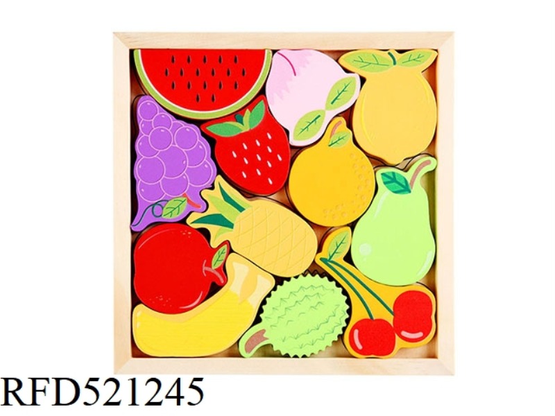 WOODEN THREE-DIMENSIONAL JIGSAW PUZZLE STACKED MUSIC TWO IN ONE-FRUIT