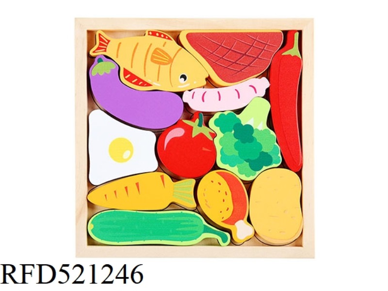 WOODEN THREE-DIMENSIONAL JIGSAW PUZZLE STACKED MUSIC TWO-IN-ONE-FOOD