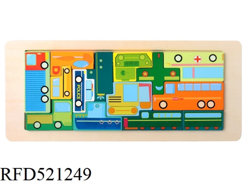 WOODEN THREE-DIMENSIONAL JIGSAW PUZZLE TETRIS-TRAFFIC