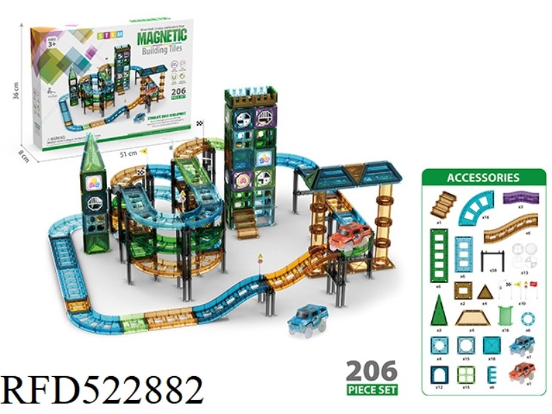 MAGNETIC SHEET CAR TRACK 206PCS