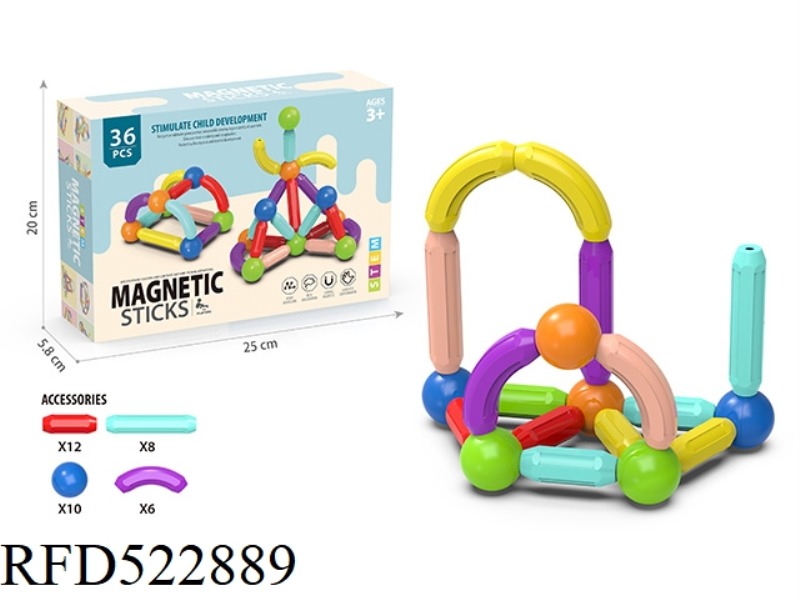 LARGE MAGNETIC ROD PACKAGE 36PCS