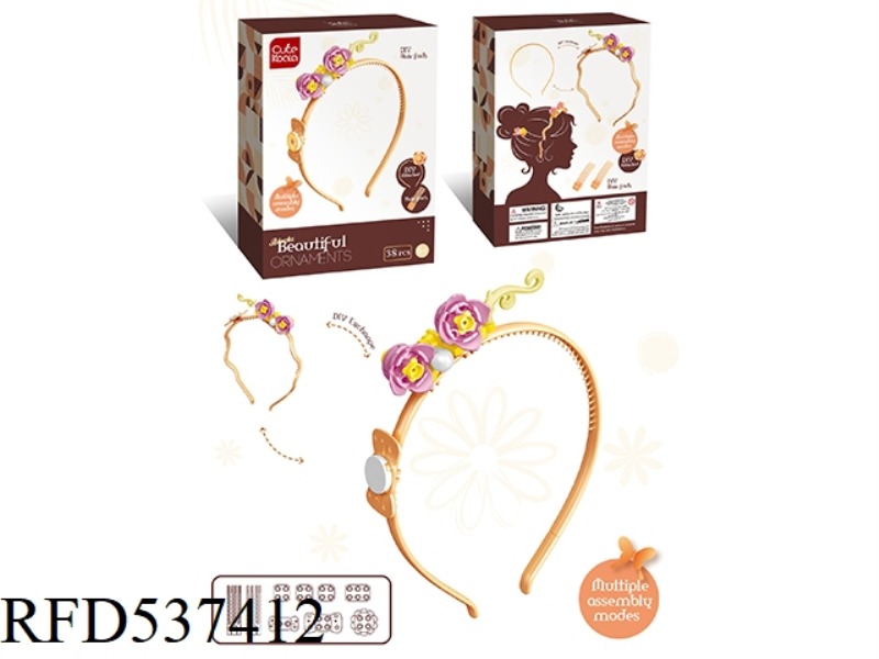DIY SMALL PARTICLE BUILDING BLOCKS GIRL HAIR HOOP ORNAMENT (FLOWER SERIES - BELLFLOWER) 38PCS