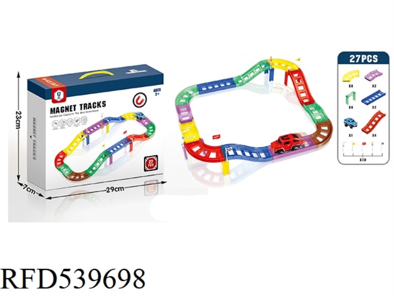 COLOR WINDOW MAGNETIC PIECE RAIL CAR PUZZLE ASSEMBLY DIY BUILDING BLOCKS
