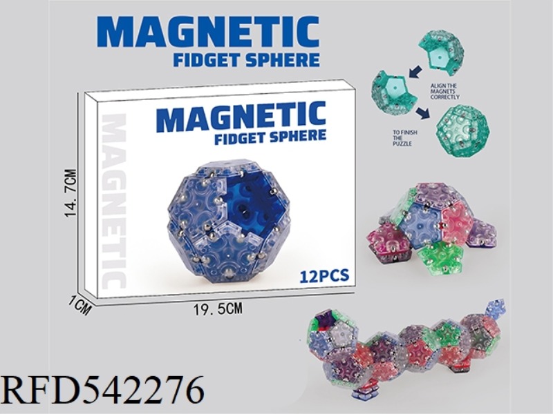TRANSPARENT PENTAGON MAGNETIC BALL 12PCS(5 COLORS MIXED)