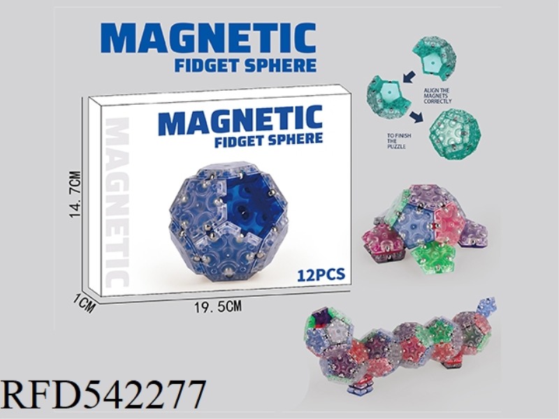 TRANSPARENT PENTAGON MAGNETIC BALL 12PCS(BLUE) NOT MIXED