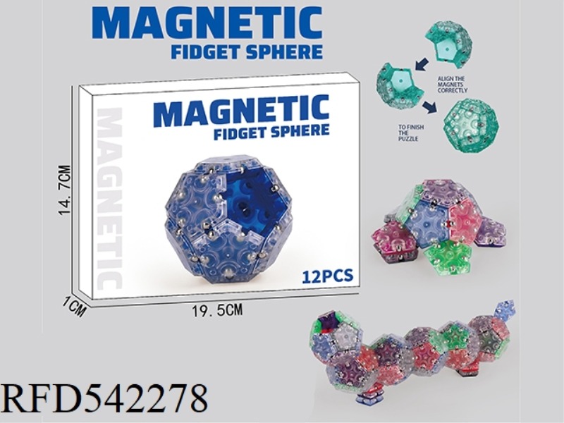 TRANSPARENT PENTAGON MAGNETIC BALL 12PCS(PURPLE) NOT MIXED
