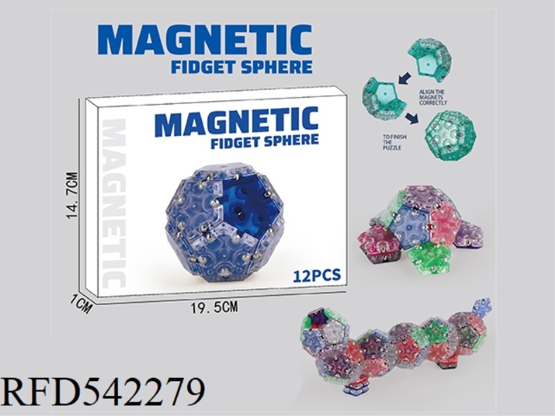 TRANSPARENT PENTAGON MAGNETIC BALL 12PCS(RED) NOT MIXED