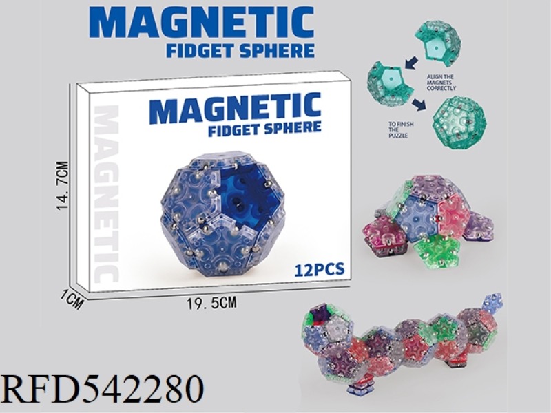 TRANSPARENT PENTAGON MAGNETIC BALL 12PCS(GREEN) NOT MIXED