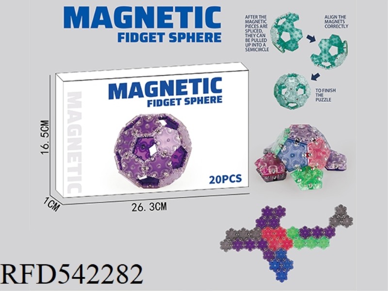 TRANSPARENT HEXAGONAL MAGNETIC BALL 20PCS(5 COLORS MIXED)