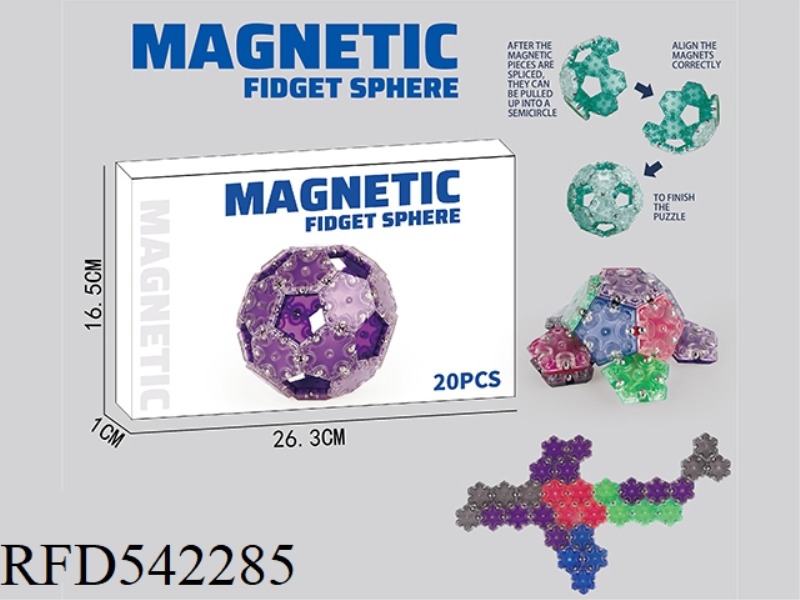 TRANSPARENT HEXAGONAL MAGNETIC BALL 20PCS(RED) NOT MIXED