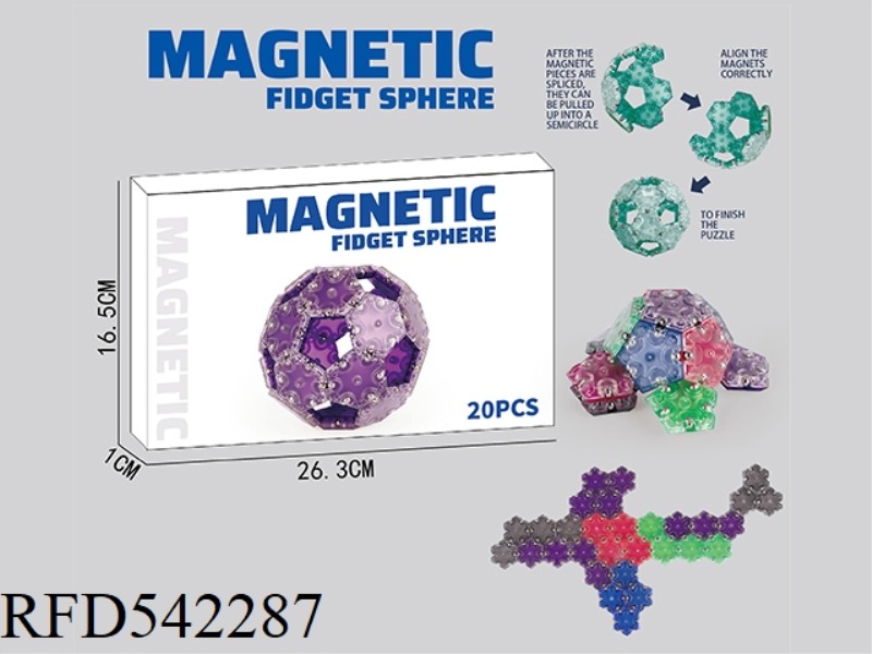 TRANSPARENT HEXAGONAL MAGNETIC BALL 20PCS(BLACK)