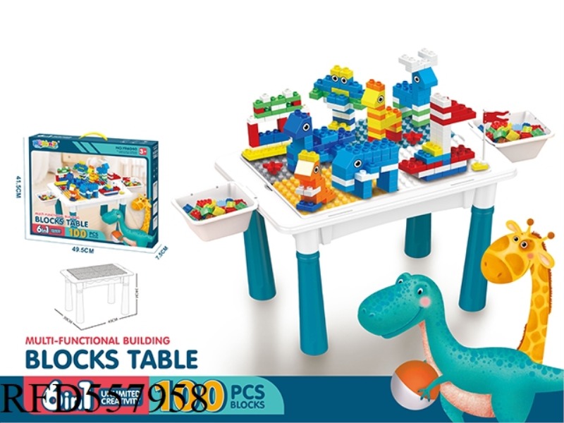MULTIFUNCTIONAL STORAGE WOODEN TABLE +100 PELLET BUILDING BLOCKS +2 STORAGE BOXES