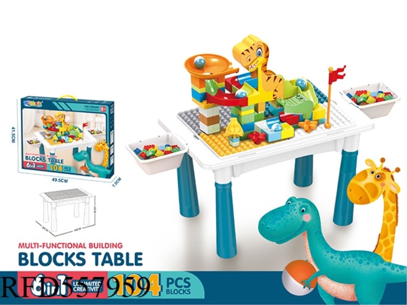 WOODEN TABLE +104 PARTICLES DINOSAUR SLIDE ++2 STORAGE