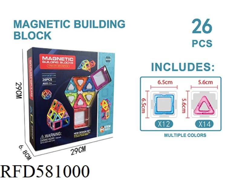 TRANSPARENT MAGNETIC BLOCK SET 26PCS
