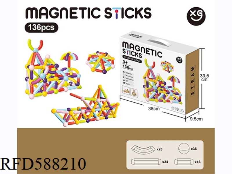 EARLY EDUCATION MAGNETIC BUILDING BLOCKS 136PCS