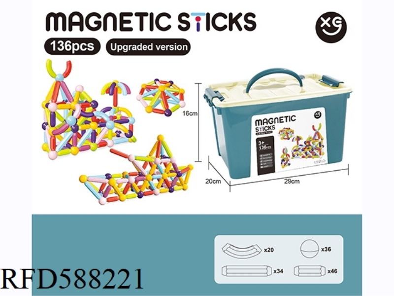 UPGRADED EARLY EDUCATION MAGNETIC BUILDING BLOCKS 136PCS