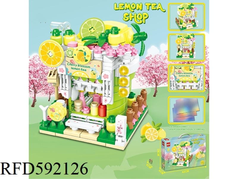 476+PCS NEW GIRLS EXQUISITE STREET VIEW CHERRY BLOSSOM LEMON TEA ASSEMBLED BUILDING BLOCKS