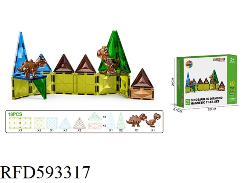 JURASSIC SERIES MAGNETIC SHEET ON 3D DRILLING SURFACE -18PCS
