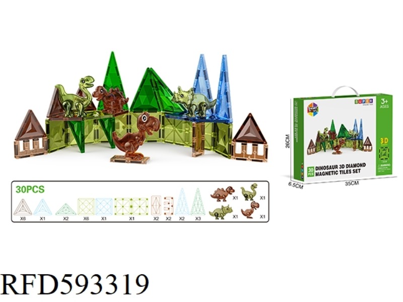 JURASSIC SERIES MAGNETIC SHEET ON 3D DRILLING SURFACE -30PCS