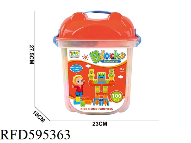 BUILDING BLOCKS IN SQUARE BUCKET 100PCS