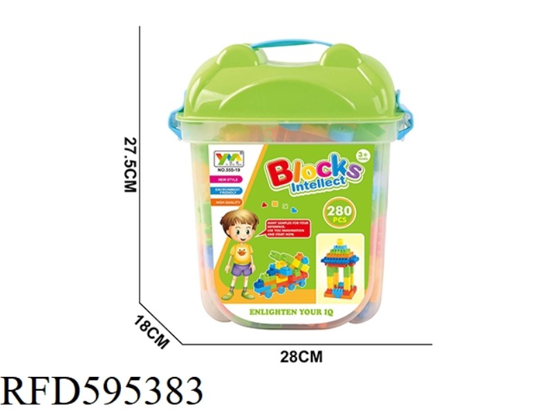 BUILDING BLOCKS IN SQUARE BUCKET 280PCS
