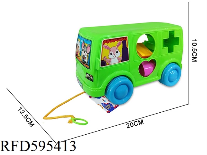 THE BUS PULLS 6 PUZZLE BLOCKS