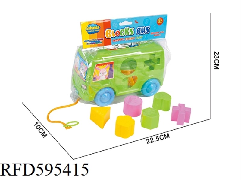 THE BUS PULLS 6 PUZZLE BLOCKS