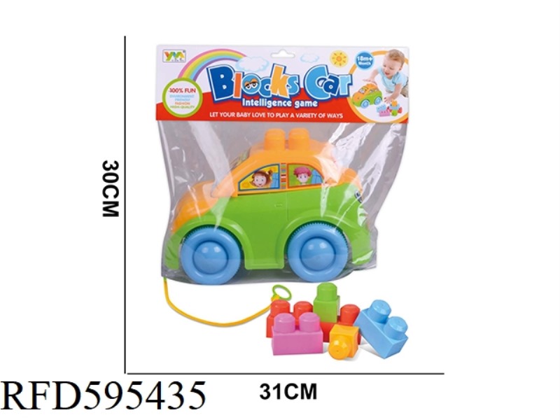 CARTOON BUILDING BLOCK CAR 5PCS