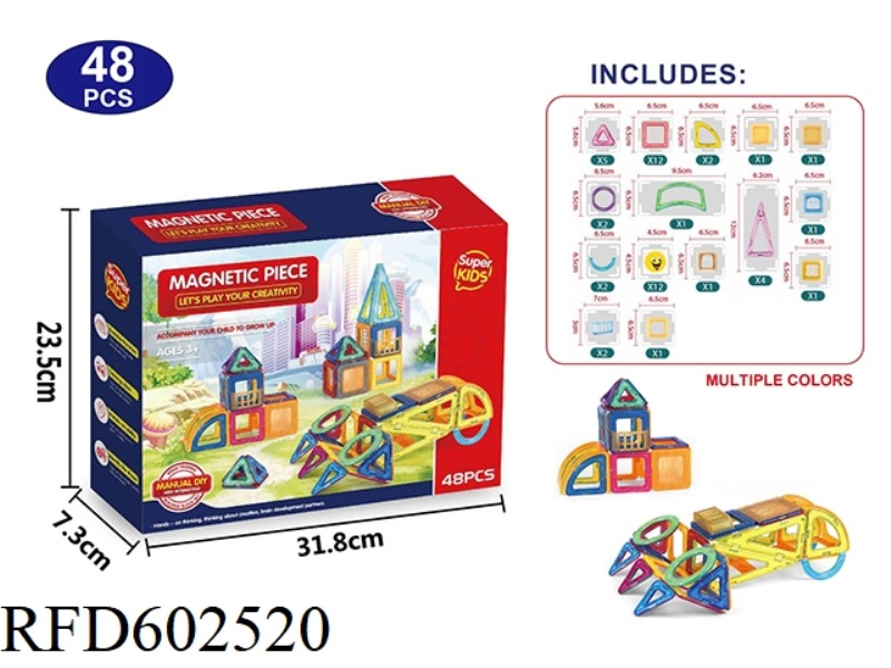 TRANSPARENT MAGNETIC BLOCK SET 48PCS