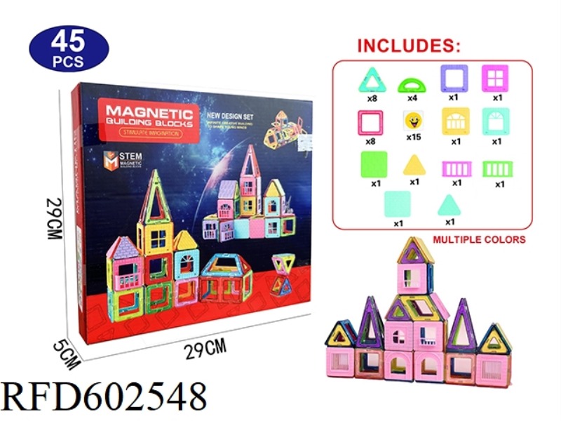 TRANSPARENT MAGNETIC BLOCK SET 45PCS