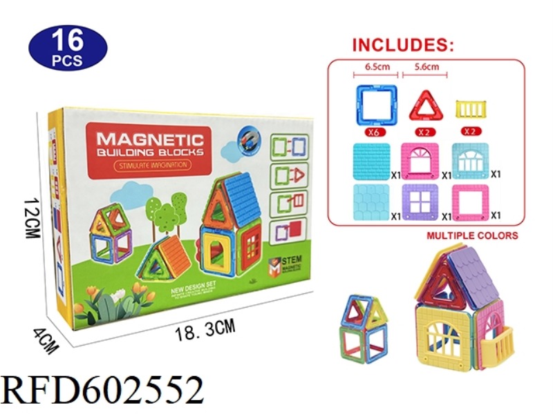 TRANSPARENT MAGNETIC BLOCK SET 16PCS