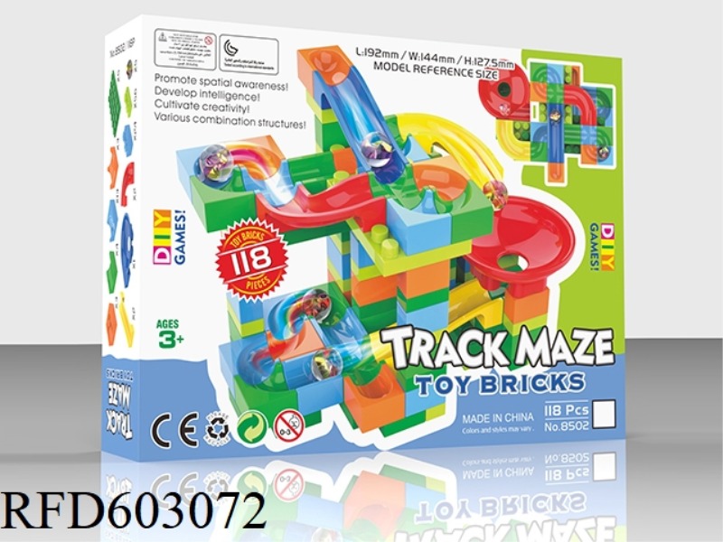 DIY PUZZLE TRACK MAZE BALL BUILDING BLOCKS 118PCS