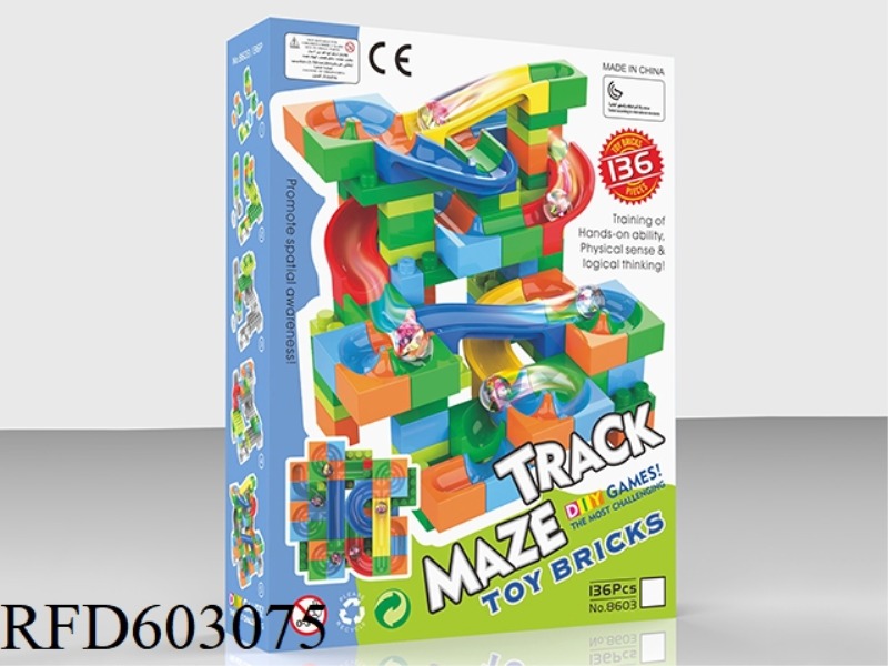 DIY PUZZLE TRACK MAZE BALL BUILDING BLOCKS 136PCS