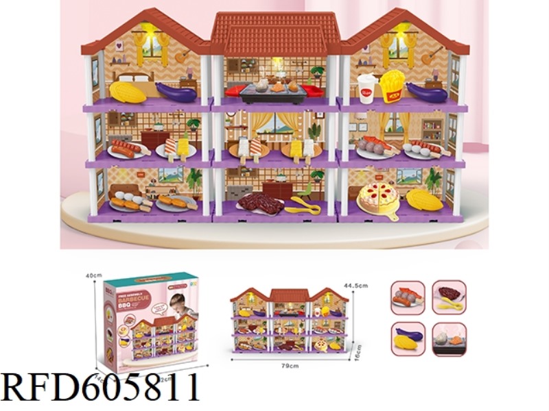 DIY VILLA SET WITH BUILDING BLOCKS/6 BUILDING BLOCKS/THREE LIGHTS