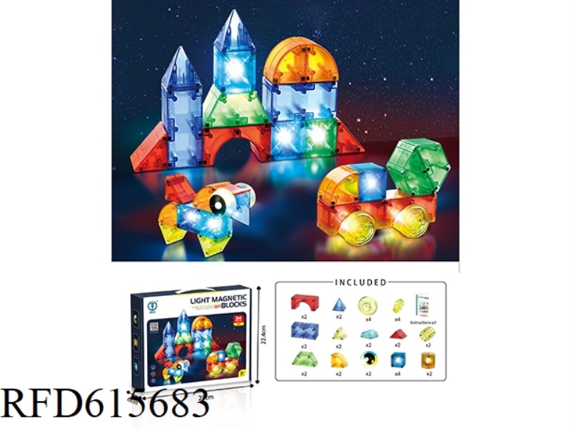 PUZZLE MAGNETIC BUILDING BLOCKS 34PCS LIGHT EDITION