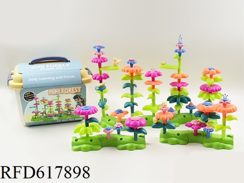 DIY SUITCASE, BUILDING BLOCKS, FLOWERS (93PCS)