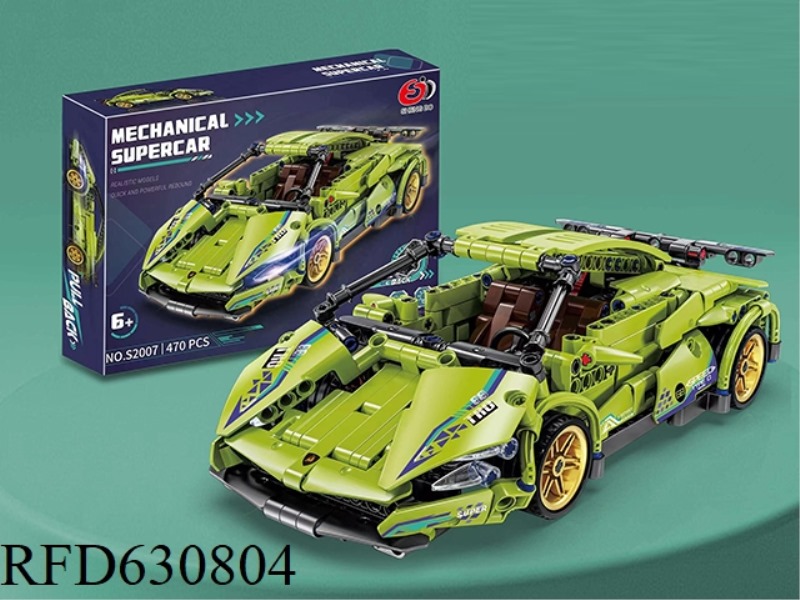 1:18 BUILDING BLOCK PULAI TECHNOLOGY CAR GREEN BO SUPER RUN 470PCS