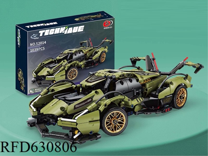 1:14 BUILDING BLOCKS TECHNOLOGY CAR OLIVE GREEN 1039PCS