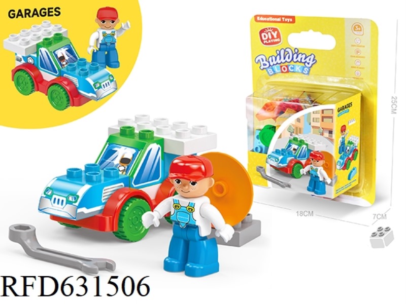 DIY CREATIVE RACING CAR REPAIR SHOP COMPATIBLE WITH LEGO DESKTOP LARGE PARTICLE BUILDING BLOCKS SCIE